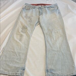 Deluxe Men's Relaxed Fit Light Blue Jeans distressed